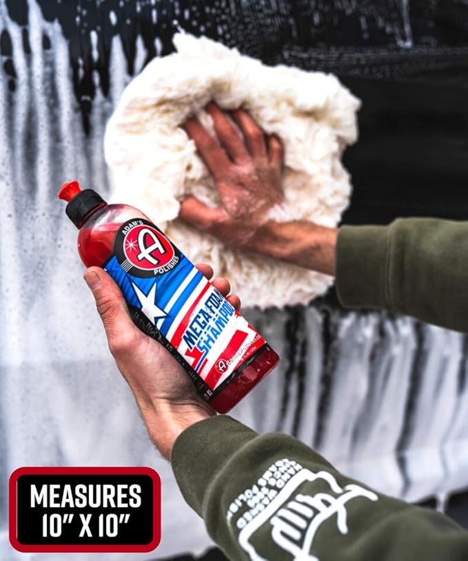 Adam's Polishes 10 Professional Wool Wash Pad - Plush Synthetic Car Wash Pad is Gentle On Auto Paint Without Worry of Scratches or Swirls - Car Soap & Wax Safe Detailing Tool for Car or Truck