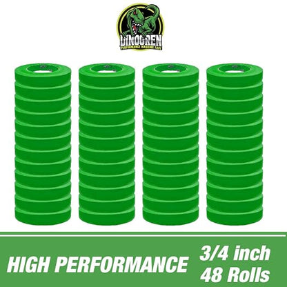 LAUCO DINOGREN High Performance Masking Tape for Car Paint, Heat & Water Resistant, Multi-Purpose Green (0.75 in 48 Rolls) 7765
