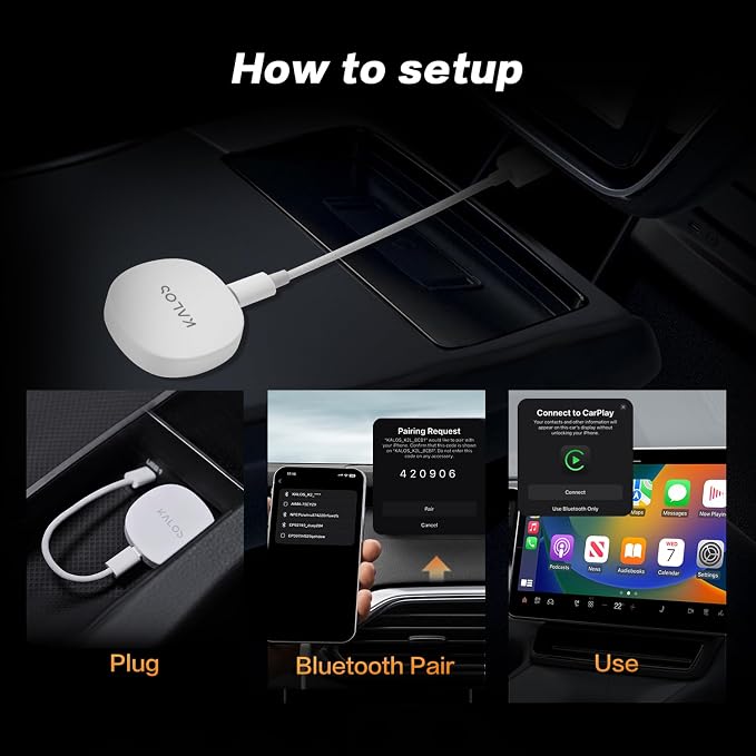KALOS Wireless CarPlay Adapter (2025 Upgrade), 2-in-1 CarPlay & Android Auto, Converts Wired to Wireless, Plug-and-Play,Compatible with iPhone & Android Devices, Compact Size with USB/USB-C