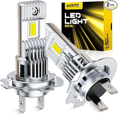 AUXITO Upgraded H7 LED Bulbs, 900% Super Bright, Wireless H7LL Lights, with Fan, 6500K Cool White, 1:1 Mini Halogen Size, Long Lifespan, 2PCS