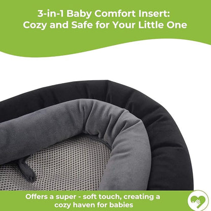 COOLBEBE Upgraded 3-in-1 Babybody Support for Newborn Infant Toddler - Extra Soft Car Seat Insert Cushion Pad, Perfect for Carseats, Strollers, Swings, Black