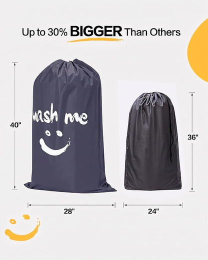HOMEST XL Laundry Bag 28" x 40", Extra Large Dirty Clothes Organizer Holds 3-4 Loads, Machine Washable Drawstring Laundry Bag for Dorm, Camp, Laundromat, Family, Travel, Gray