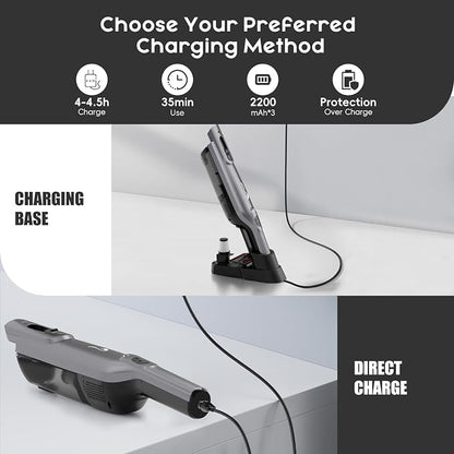 Cordless Handheld Vacuum, Lightweight Portable Hand Vacuum Cleaner with LED Light,Rechargeable Hand Held Vacuum with One-Touch Empty, Powerful Suction for Office, Home,Car, Coal