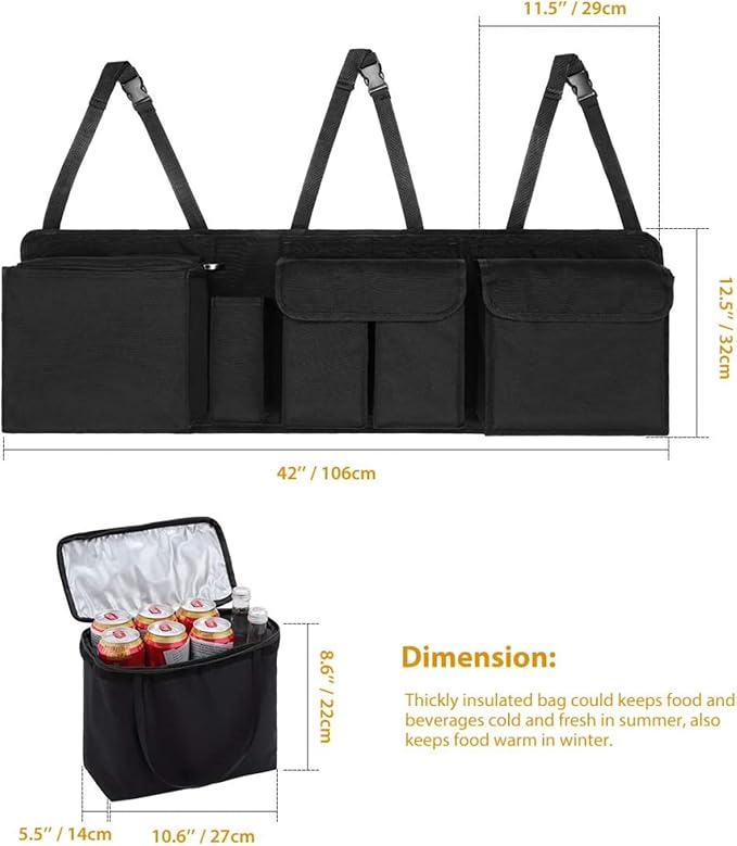 Car Trunk Organizer and Storage, Backseat Hanging Organizer (Extra Large)