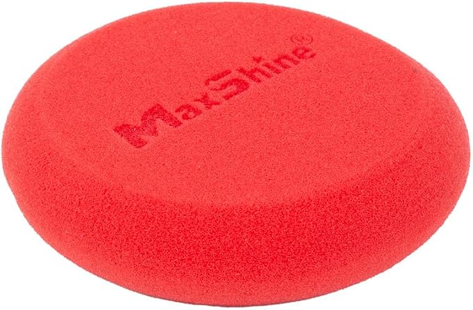 Maxshine Foam Waxing Applicator Pads | Red, Dia: 10cm, 8 Pack | UFO Shape, Laser-Cut Edges, Reusable | Even Wax Application for Car Detailing