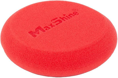 Maxshine Foam Waxing Applicator Pads | Red, Dia: 10cm, 8 Pack | UFO Shape, Laser-Cut Edges, Reusable | Even Wax Application for Car Detailing