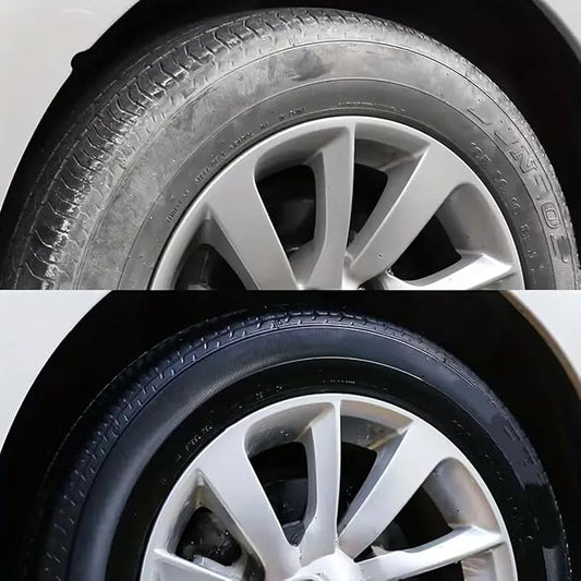 Premium Tire Coating & Trim Restorer: Bring Back the Original Deep Black Shine to Rubber and Plastic, Tire Coating Paste Rapid Acting, Tire Ceramic Coating Paste, with Sponge (1pcs)