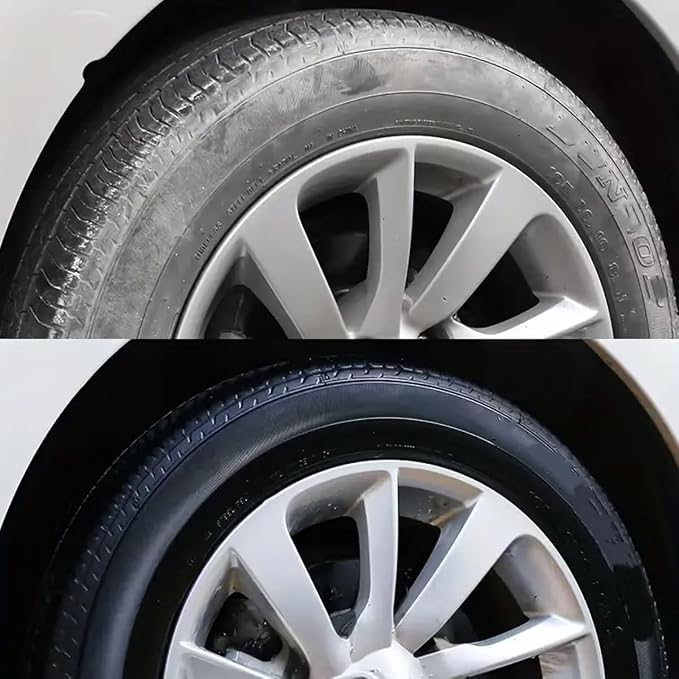 Premium Tire Coating & Trim Restorer: Bring Back the Original Deep Black Shine to Rubber and Plastic, Tire Coating Paste Rapid Acting, Tire Ceramic Coating Paste, with Sponge (3pcs)