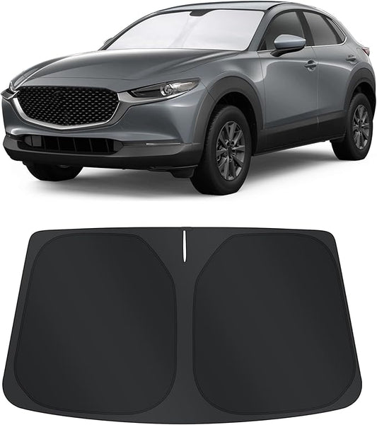 TINGLU Sun Shade for Mazda CX30 CX-30 2019-2024 2025 2026 Accessories Windshield Sun Shade Window Shade UV Rays Protection Sun Visor Cover with Steering Wheel Sunshade Storage Bag