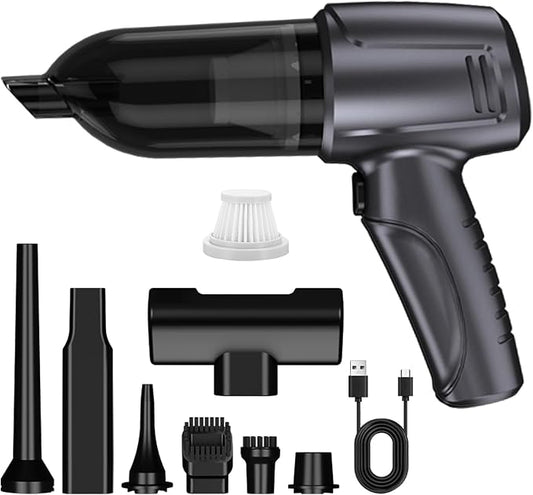 Car Vacuum Portable Cordless, 16000PA Powerful Suction, 5 in 1 Mini Handheld Vacuum Cleaner, Small Car Vacuum Cleaner, Brushless Motor, Air Duster, 4000mAh, Dual Filter, for Cars,Home,Office,Pet