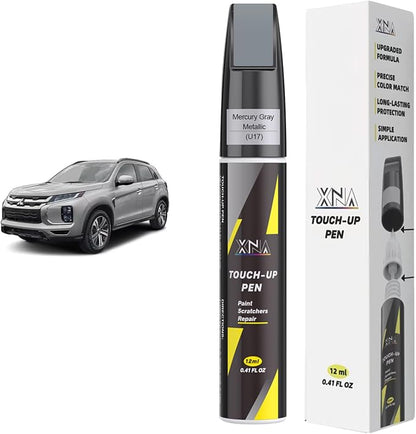 XNA Mercury Gray Metallic(U17) for Mitsubishi Touch Up Paint, 2 in 1 Car Scratch Remover with Pen Tip and Brush, Exact Color-Matched for Car Paint Scratch Repair, Quick & Easy Fix Chips and Nicks