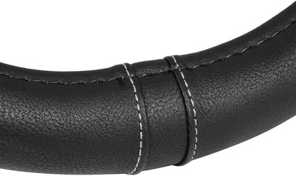 Motor Trend Ergonomic Steering Wheel Cover/Protector for Small Size Steering Wheels in Cars, SUVs, Boats (13.5-14.5") (Drive Pro Comfort Grip (Black/Gray Stitching))