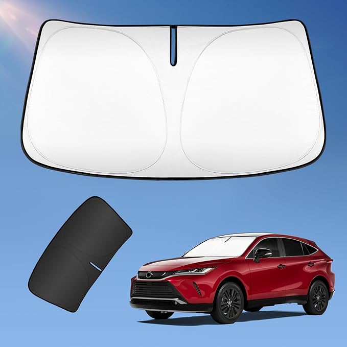 Sun Shade Sunshade for 2021-2024 Toyota Venza LE, XLE, Limited, SUV Windshield Cover, 4-Layers Sun Shield 250T Silver Sun Visor Foldable Front Window Shade Blocks UV Rays Car Accessories