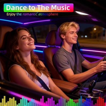 Acrylic Interior Car LED Lights with Remote and Wireless APP, Ambient Lighting Kits Fiber Optic Strip LEDs,16 Million Colors Music&DIY Function (1 in 1)