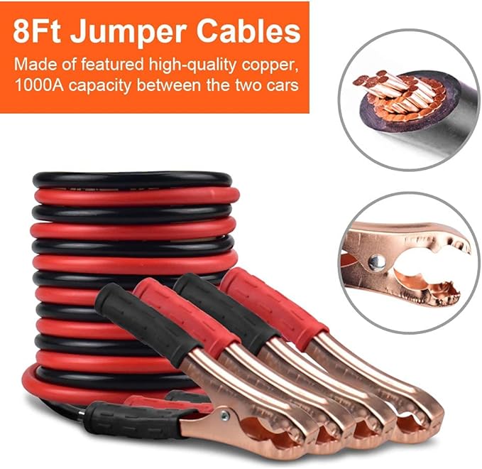 PACETAP Car Roadside Emergency Kit, Essential Auto Safety Road Side Assistance Tool Kit with Jumper Cables, Towing Rope, Triangle and More Winter Vehicle Accessories