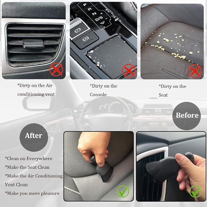 Car Interior Detailing Brush 1PC,Car Brushes for Detailing Interior,Soft Car Detailing Brush,Soft Bristles Detailing Brush Dusting Tool for Car/Dashboard(Black)