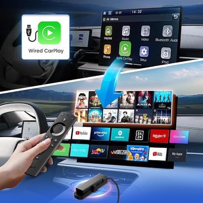 Carlinkit Wireless CarPlay Adapter 3-in-1︱Designed for TV Sticks︱for Wired CarPlay Cars︱Support converting Wired CarPlay to Wireless CarPlay & Android Auto︱Support HDMI Port Fir e TV Sticks inputting