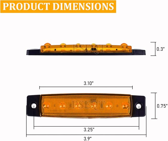 PSEQT 10 Pcs LED Rock Strip Lights Car Underglow Wheel Fender Well Lighting Kits Waterproof for Golf Cart Wrangler Offroad Truck RV UTV ATV Snowmobile (Amber Yellow)