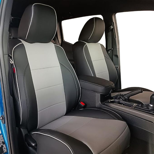 CocheFamilia Custom Fit Corolla Car Seat Covers for Select 2014 2015 2016 2017 2018 2019 Toyota Corolla L LE LE Eco XLE Sedan - Full Set,Leather (Black and Grey)