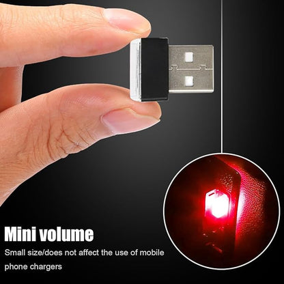 BESULEN Car Interior Atmosphere Lamp, Plug-In USB Interface LED Vehicle Ambient Lighting Kit, Portable Mini Automotive Night Light Decoration Accessories, Universal for SUV, Sedan, Truck (Red)