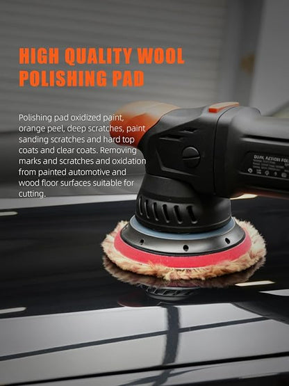 SPTA Wool Polishing Pads, 2Pcs 6 Inch (150mm) Wool Cutting Pad, Long Hair Wool Buffing and Polishing Pad Set, Wool Buffing Wheel for Heavy Cut for 6 Inch Car Polisher Polishing, Buffing and Cutting