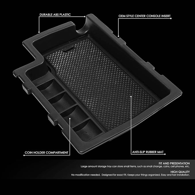 DNA MOTORING ZTL-Y-0022 Center Console Armrest Organizer Tray (for 13-17 Subaru Crosstrek), 1 Pack,Black