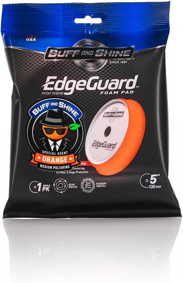 Buff and Shine - EdgeGuard Foam Buffing Pads - Orange - 5" Cutting & Polishing Pad - Pack of 2