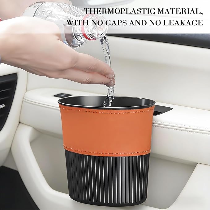 Zpana Car Trash Can, Portable Mini Vehicle Cup Holder Hanging Garbage Container, Multifunctional Automotive Side Door Trash Organizer Can Accessories, Universal for SUV, Sedan, Truck (Orange)