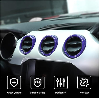 RT-TCZ Center Console Air Conditioner Outlet Vent Trim Cover Ring Interior Accessories for Ford Mustang 2015-2022,3PCS (Purple)