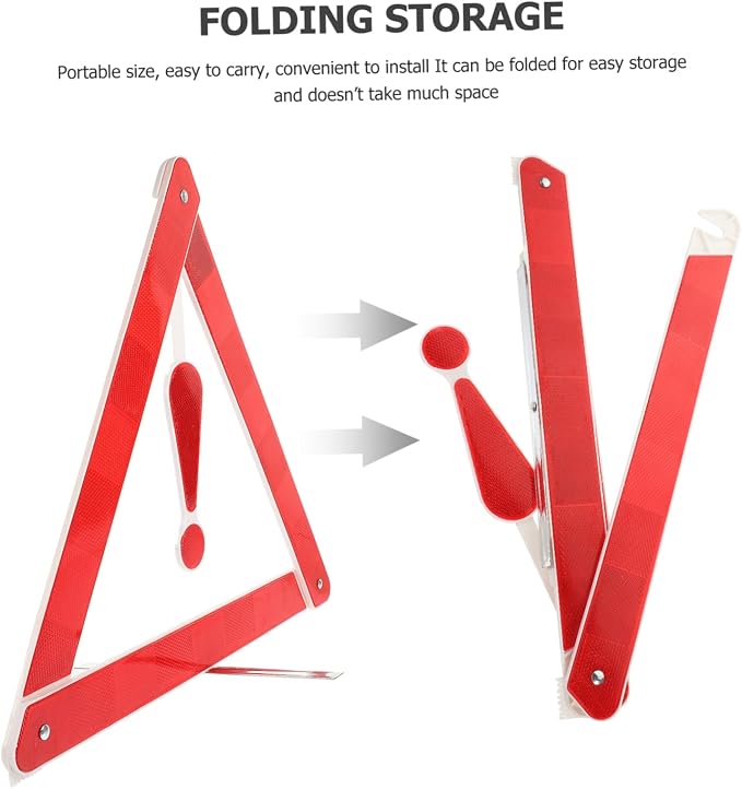 Mobestech 2pcs Car Warning Triangle Kit Reflective Emergency Signs for Vehicles Portable Tripod Warning Signs