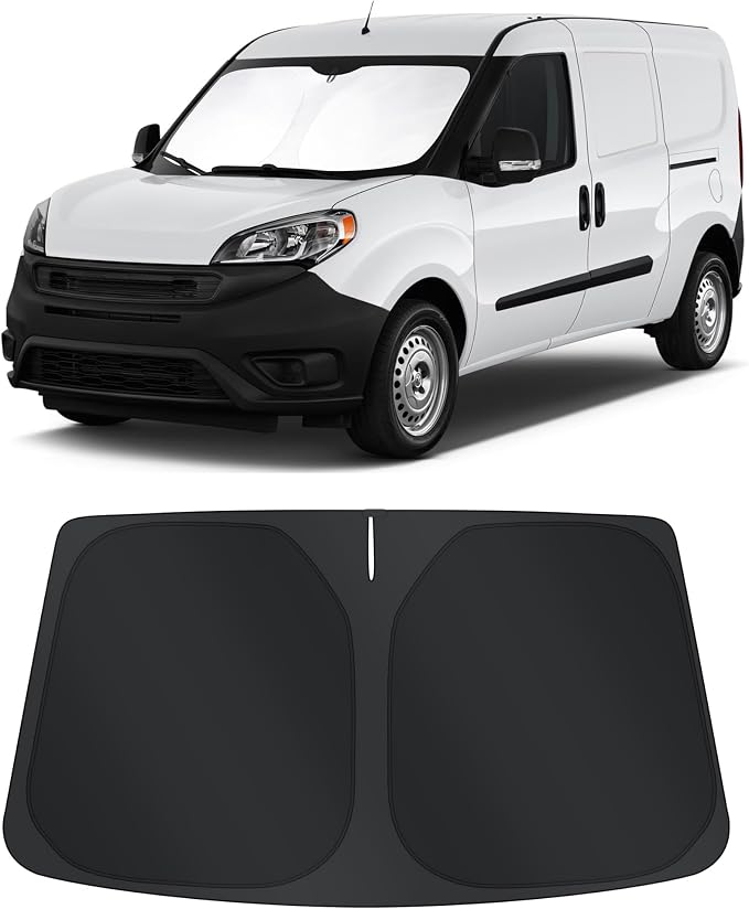 TINGLU Sun Shade for Dodge RAM ProMaster 2014-2025 2026 Accessories Windshield Sun Shade Window Shade UV Rays Protection Sun Visor Cover with Steering Wheel Sunshade Storage Bag
