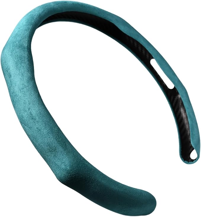 Quick Install Sporty Lake Blue Suede Steering Wheel Cover Universal fit Any 14 ½ to 15 inches Car SUV Pickup Azure Blue Cerulean Cyan