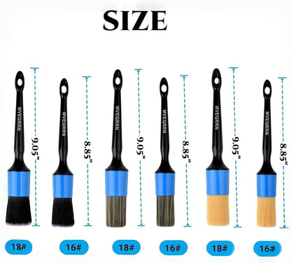 MVEQRRN 6pcs Car Detailing Brush Set-2pcs Boars Hair Car Detailing Brushes,2pcs Ultra Soft No Scratch Detailing Brush for Air Vent,Leather Seat 2pcs Detail Brushes for Interior Exterior(Blue)