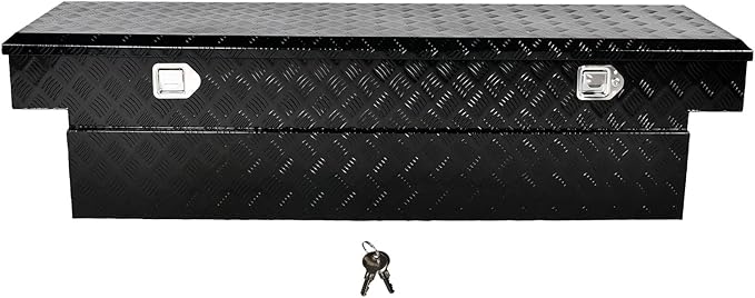 70''Inch Aluminum Truck Tool Box Truck Bed Toolbox Truck Trailer Chest Box Trailer Underbody Storage Organizer Waterproof Square Storage Organizer w/Lock & Keys Black(‎69.88" Lx20 Wx17.5 H)