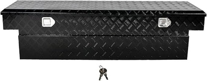 70''Inch Aluminum Truck Tool Box Truck Bed Toolbox Truck Trailer Chest Box Trailer Underbody Storage Organizer Waterproof Square Storage Organizer w/Lock & Keys Black(‎69.88" Lx20 Wx17.5 H)