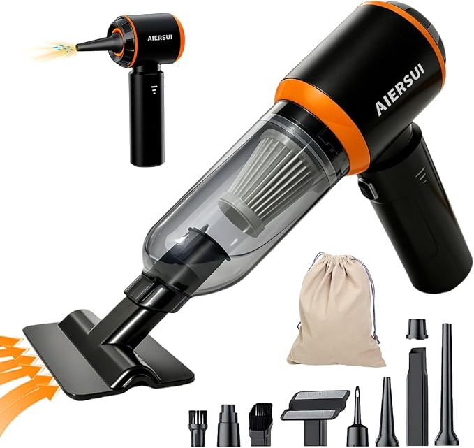 Handheld Cordless Vacuum Cleaner 4-in-1 Portable mini car Vacuum Cleaner, car Vacuum Cleaner and Hair Dryer, car Type-C Charging, Office Desk, Keyboard, pet Hair (Basic Ｍodel)