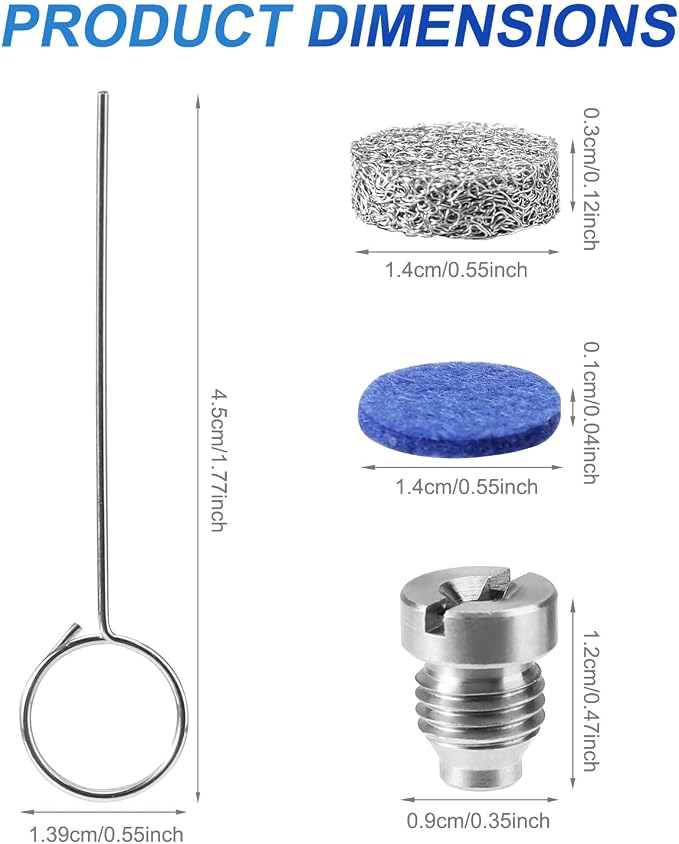 Lyreh 2 Sets 1.1 mm Foam Cannon Orifice Kit, Universal 0.04in Thread Nozzle and Maker Meshes Nets Replacement Parts Accessories with Cleaning Tools