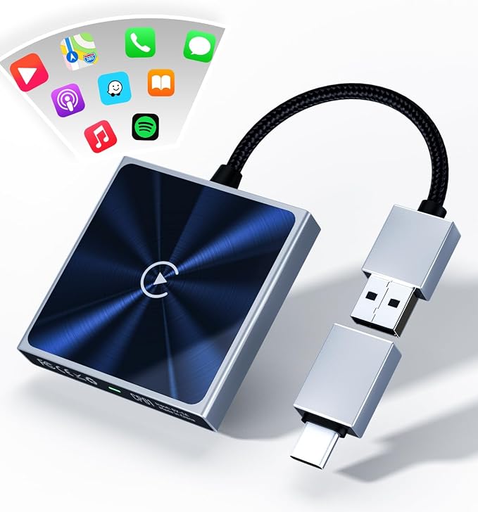 Wireless CarPlay Adapter for iPhone, Converts Wired to Wireless Apple CarPlay Adapter, Includes USB-A to USB-C Dongle, Easy Use, Stable Control, No Delay, Compatible with Cars from 2016 & iOS 10+