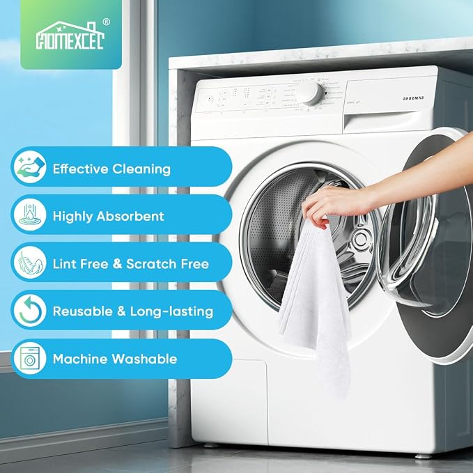 HOMEXCEL White Microfiber Cleaning Cloths, 20 Pack Cleaning Rags - Lint Free & Scratch-Free Microfiber Towels for Cars, House & Kitchen, Absorbent Cleaning Towels, 11.5 x 11.5 Inch
