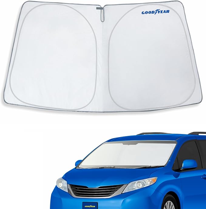 Goodyear Foldable Windshield Sunshade for Toyota Sienna 2011-2020, Car Accessories, Sunshade Cover, Sun Shade Car Windshield, Window Sun Blocker - GY008288