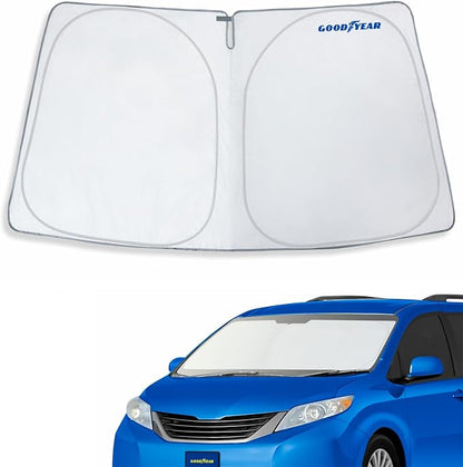 Goodyear Foldable Windshield Sunshade for Toyota Sienna 2011-2020, Car Accessories, Sunshade Cover, Sun Shade Car Windshield, Window Sun Blocker - GY008288