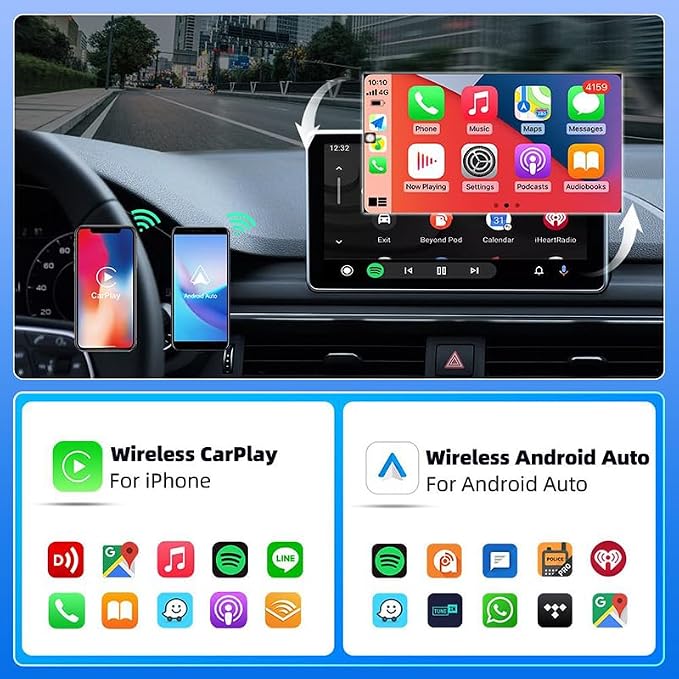 Wireless CarPlay & Android Auto Adapter 2-in-1 Compatible with Ford F-150：2016 2017 2018 2021 2022 2023 2024 2025, Convert Factory Wired to Wireless, Fast Auto-Connect Plug & Play