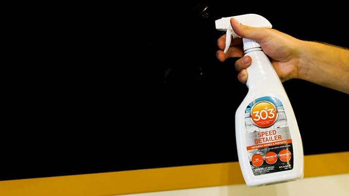303 Products Marine Speed Detailer - Instantly Shines And Protects - UV Protection - Protects Against Fading - Removes Dust, Dirt, And Smudges, 32 fl. oz. (30205)Packaging May Vary, White