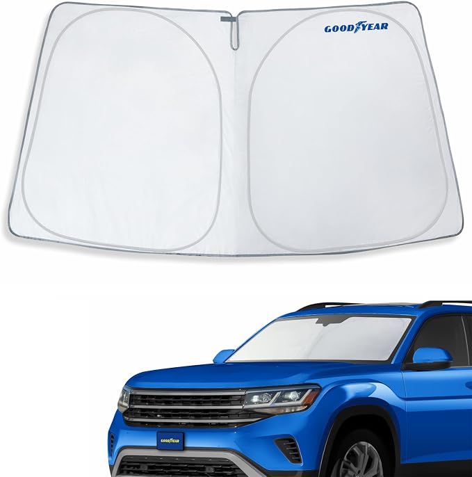 Goodyear Foldable Windshield Sunshade for Volkswagen (VW) Atlas 2018-2026, Car Accessories, Sunshade Cover, Sun Shade Car Windshield, Window Sun Blocker - GY008240