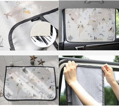 Magnetic Car Sun Shade Curtain for Side Window – Sun Blocker and UV Protector for Baby, Kids, and Pets – Universal Fit with Built-in Magnets for Steel-Framed Door (WorldTravel)