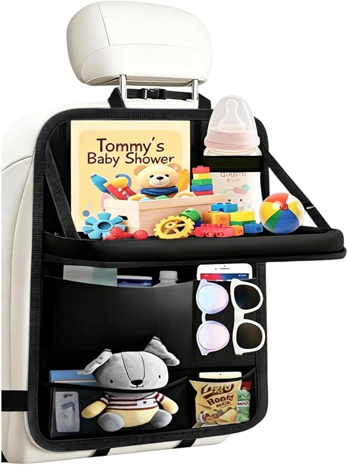 TCJJ Car Seat Organiser Car Backseat Organizer Seat Organizer for Kids | Car Backseat Seat for Kids Kick Protector with Tray and Touch Screen Tablet Storage Pockets Waterproof and Stainproof
