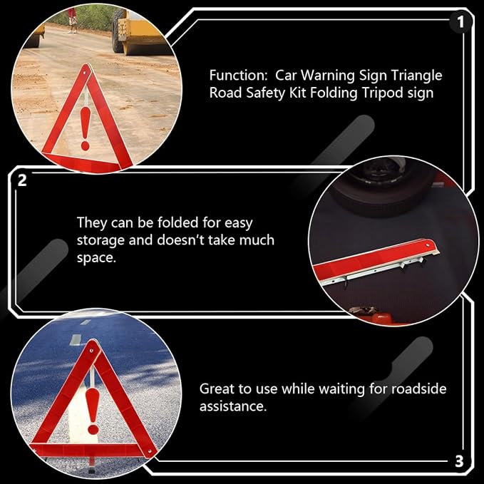 4pcs Warning Triangle Auto Safety Sign Car Kit Tripod Road Safety Kit and Firm