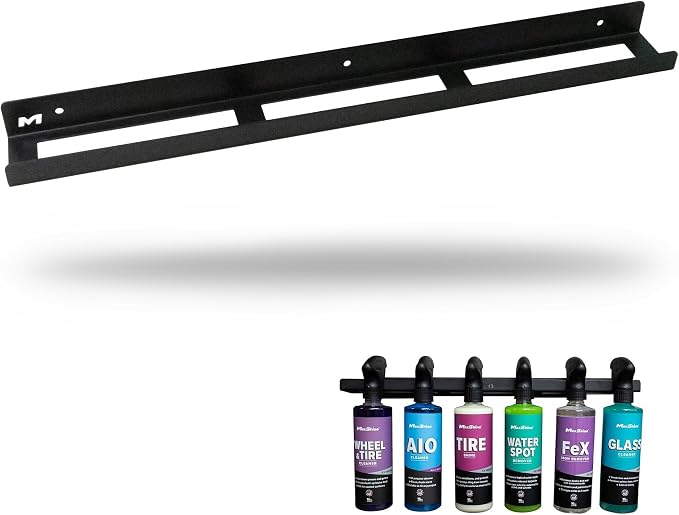 Maxshine Universal Trigger Bottle Holder – Wall-Mount Organizer Holds 8 Spray Bottles – Lightweight & Durable Rack for Garage Storage, Car Wash, Auto Detailing & Cleaning Supplies