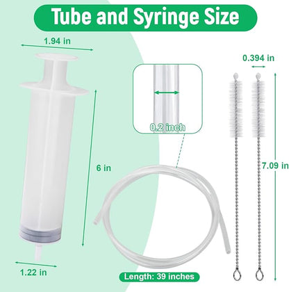 Auto Sunroof Drain Cleaning Tool, 120 Inch Flexible Tube Cleaning Brush with Pipe Cleaning Brush, Syringe Hose, and Syringe Soft Drain Brush, Car Sunroof Drain Cleaner for Drains, Sewers, Windshields