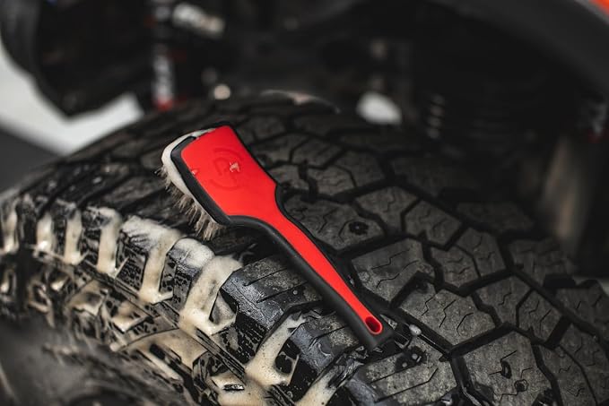 Detail Factory - ProGrip Tire Brush - Ergonomic ProGrip Handle, Stiff Synthetic Bristles, Ergonomic Design, Clean Your Tires with Ease - Octane Ectoplasm